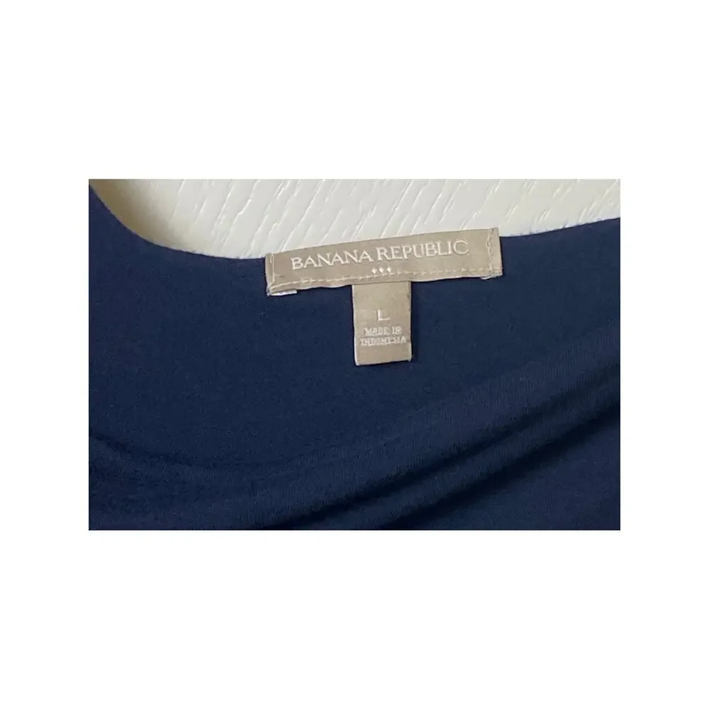 Banana Republic Navy Stretch Knit Sleeveless Blouson Cowl Neck Dress Size Large